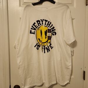 Everything Is Fine White Tee with Yellow Graphic